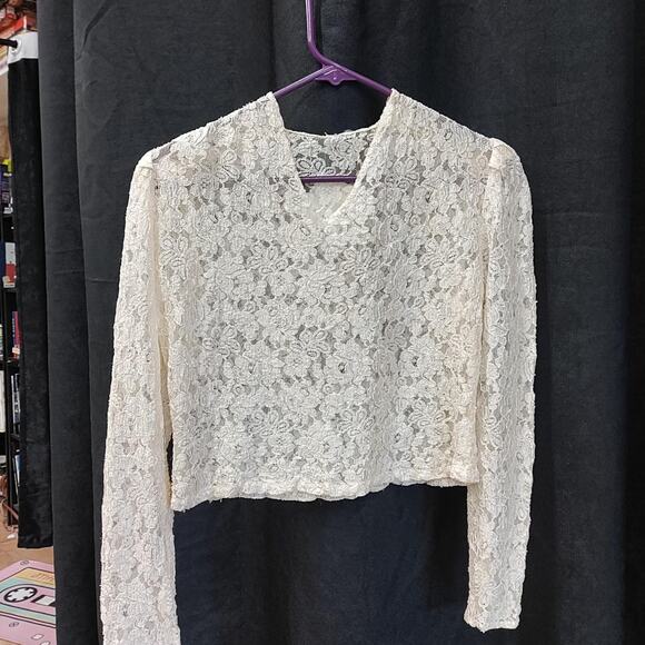 Vintage sheer lace crop top stretch - Picture 1 of 3